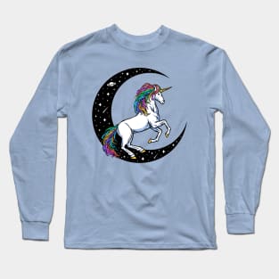 Unicorn With Moon Long Sleeve T-Shirt